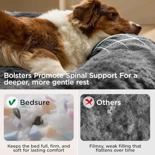 SupportMax™ Calming Dog Beds Large Sized Dog - 36in Donut Washable Large Pet Bed, Anti-Slip ＆Removable Cover, 420GSM Round Anti