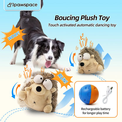 Rechargeable Interactive Dog Toy Motion Activated Vibrating Bouncing Jump Ball Bit Resistant Squeaky Wiggle Plush Toy