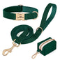 Personalized Dog Collar Leash Bag Set Custom PU Leather Dog Collars Colorful Pet Necklace With Leashes Poop Bag for Dogs Pug