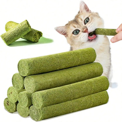 100g Cat Grass Teething Stick: Natural Dried, Teeth Cleaning & Hairball Removal Treats