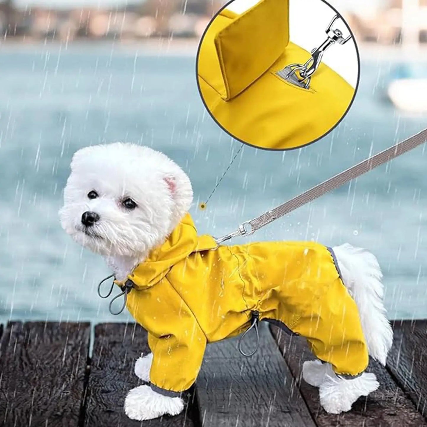 Waterproof Dog Raincoat High-Visibility Yellow Adjustable Jacket Lightweight Protection For Pets Rainy Snowy Day Walks & Outdoor
