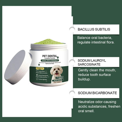 100g Dog Tooth Powder Freshen Breath Natural Plaque Tartar Remover Probiotic Teeth Cleaning Dental Care For Puppy Small Large