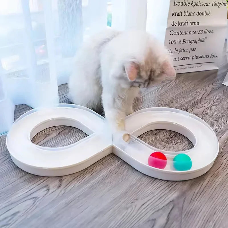 Cat Toys For Indoor Cats Interactive Cat Turntable Track Ball Self Entertaining Kitten Self Pleasure Toy Pet Orbital Ball Toys