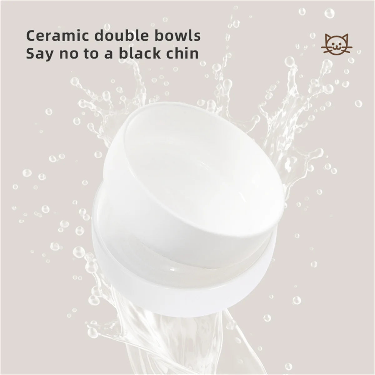 Pet Ceramic Bowl Double-Way Anti-Splash Anti-Flip Cat Dish Neck Protection Dog Bowl Water Bowl Prevent Spill Dog Feeder