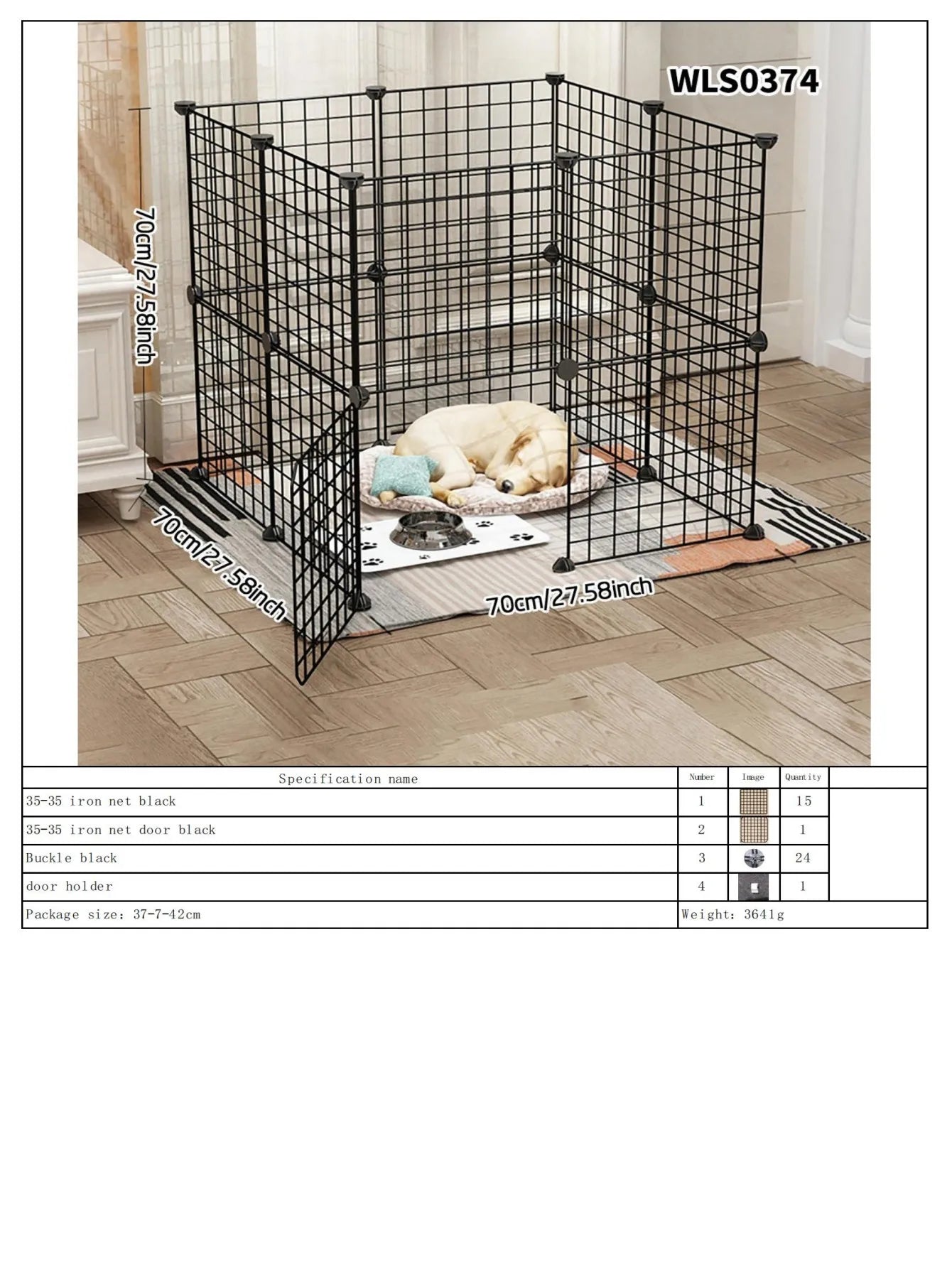 Cat and Dog Pet Fence Indoor Enclosure Freely Combinable Cat Cage Dog Cage Training Isolation Toilet Area for Small and Medium-Sized Dogs