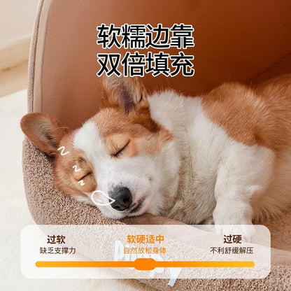 Warm Winter Thickened Semi Enclosed Dog Bed Tent Luxury Villa Cave For Large Dogs And Corgis Cozy Home Bedroom Christmas Gift