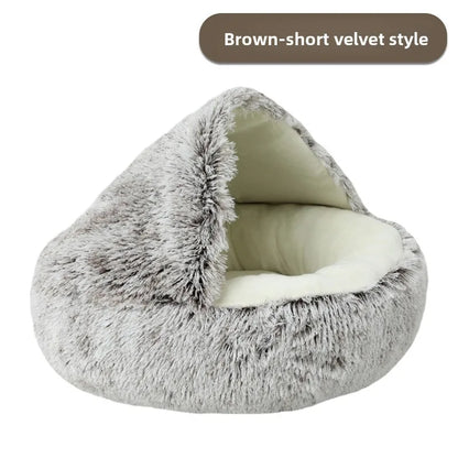 Pet Autumn and Winter Warm Shell Semi-Enclosed Cat Bed Pure Cotton Pet Cat Bed Semi-Enclosed Dog Bed Dog Bed Enclosed Cat Bed