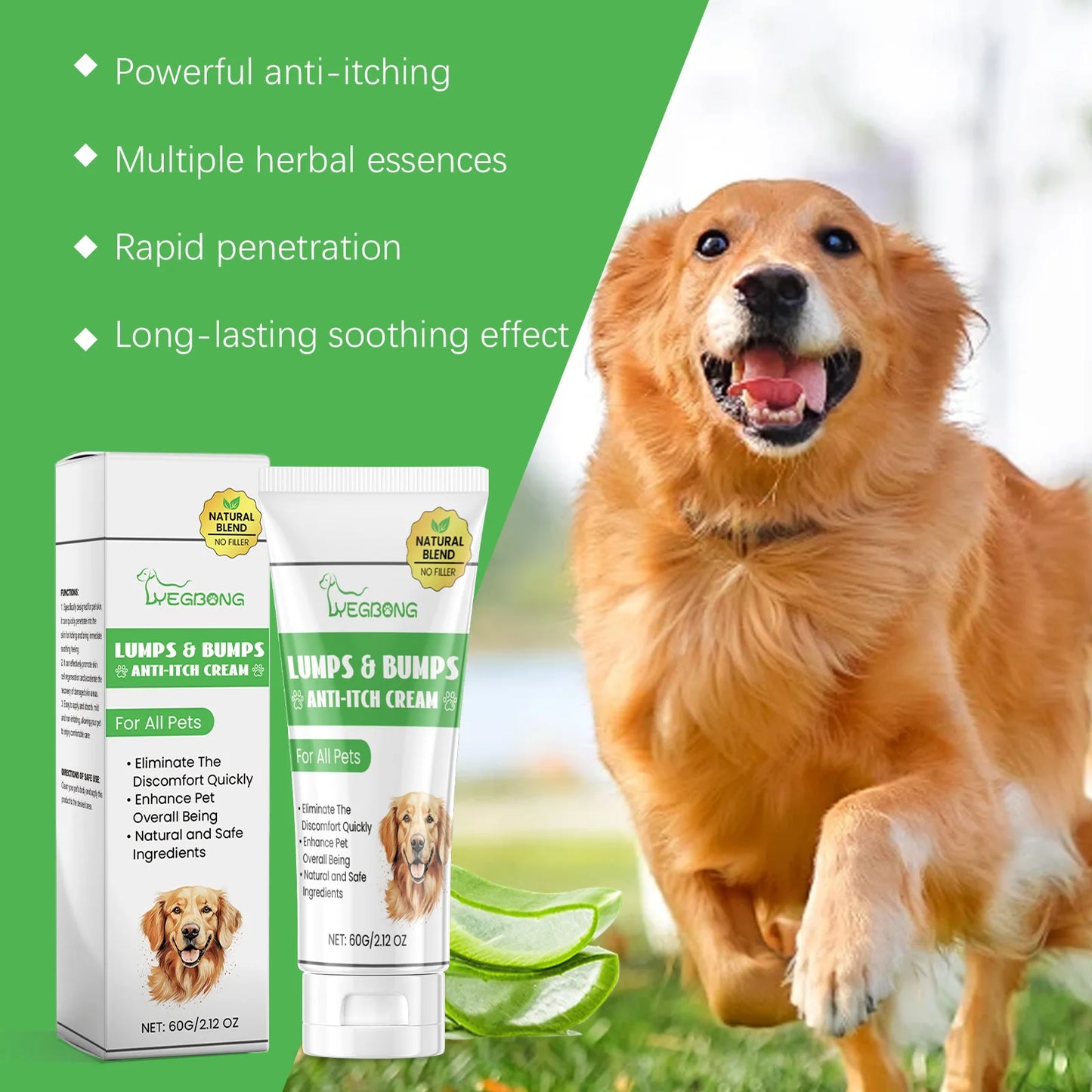 Yegbong Mild Pet Anti-Itch Cream – Relieves Dryness & Allergic Itching, Hormone-Free & Non-Irritating, Reduces Scratching Damage