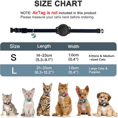 Fashion Anti-lost AirTag Cat Collar, Elastic Collar with Bell & GPS Tracking Holder Case for Cats Puppies（Tracker not included）