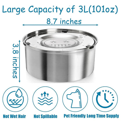Big Capacity Stainless Steel Dog Cat Pet Floating Water Bowl No Spill Anti-Splash Dog Water Feeder Dispenser Bowl