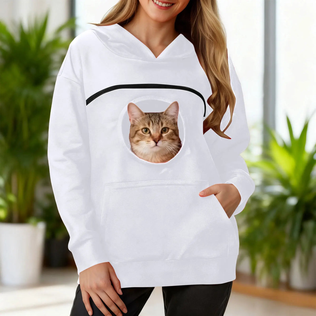 Plus Size 3XL Oversized Hoodies Women 2 in 1 Kangaroo Hoodie Sweatshirts for Pet Lover Cat Carrier Pouch Unisex Pullovers Tops