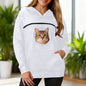 Plus Size 3XL Oversized Hoodies Women 2 in 1 Kangaroo Hoodie Sweatshirts for Pet Lover Cat Carrier Pouch Unisex Pullovers Tops