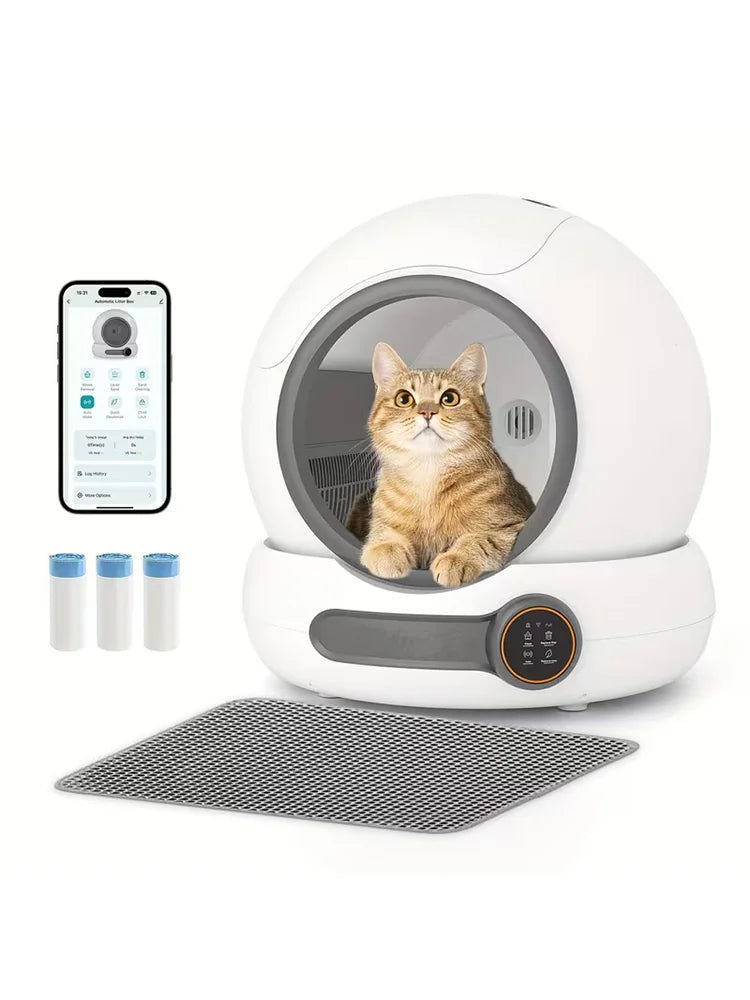 Automatic Cat Litter Box Self Cleaning with App Control Smart Deodorizer Spray with Dual Safety System Pet Toilet Litter Tray
