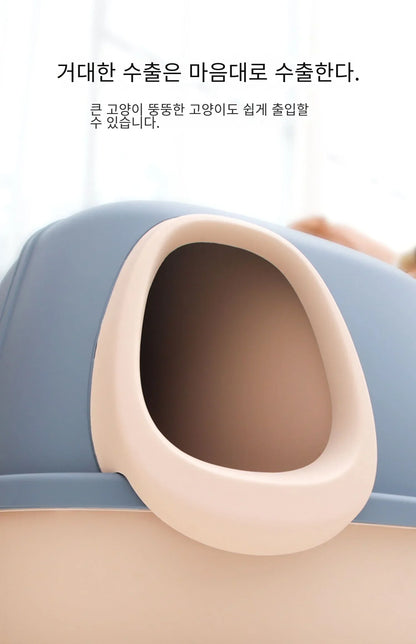 Large Corridor Cat Litter Box Spacious Toilet Anti-Splash Tray Fully Enclosed with Lift Cover Odor-Removing Sand Pedal Design