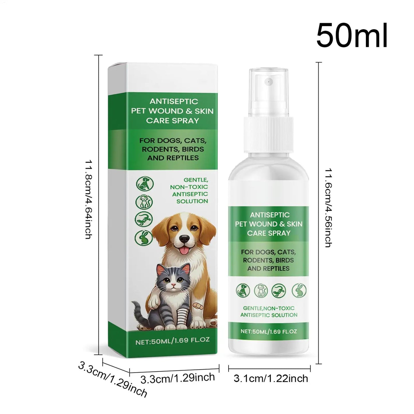 Dog Skin Soothing Spray 50ml Anti Itch Relief Pet Hot Spot Wound Care Moisturizer Cat Puppy Coat Healing Quick Absorb Liquid
