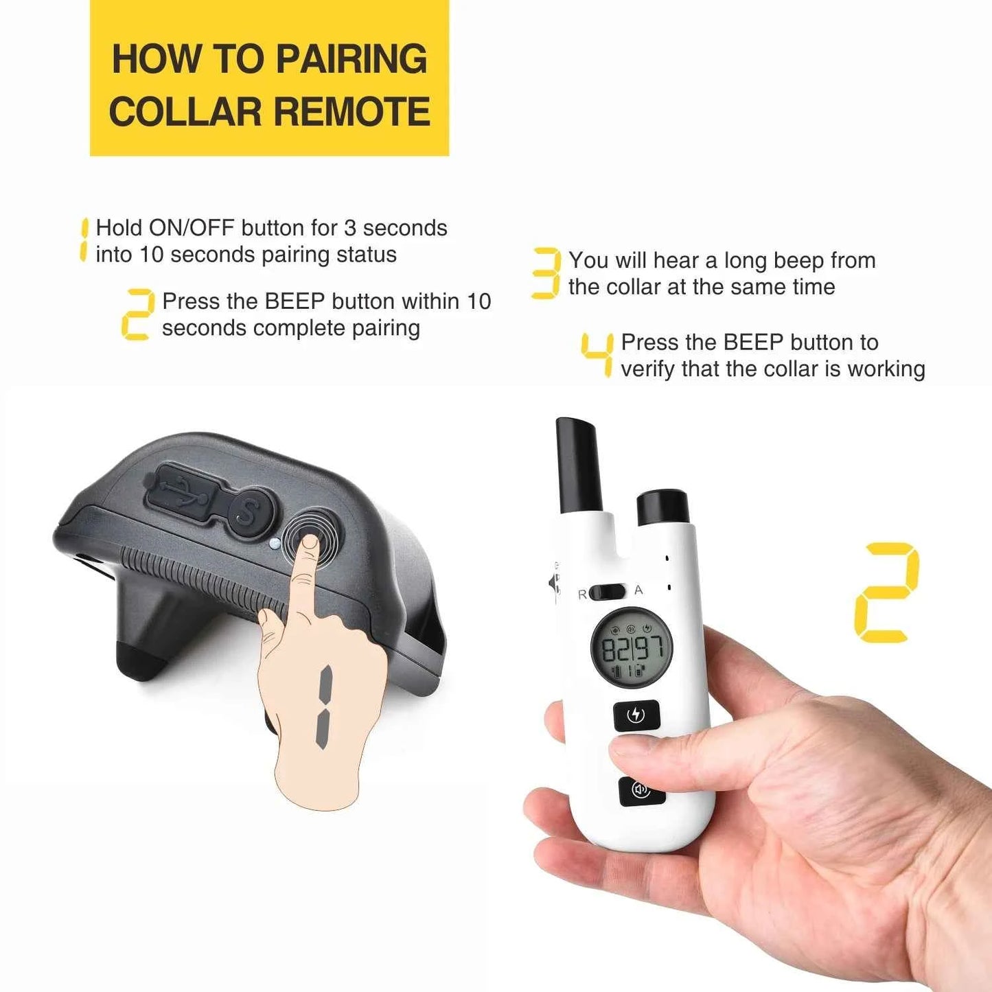 Dog Training Bark Collar 2 in 1 No Bark Control Collar 800M Rechargeable Dog Electric Collar Remote Waterproof Dog Pet Product