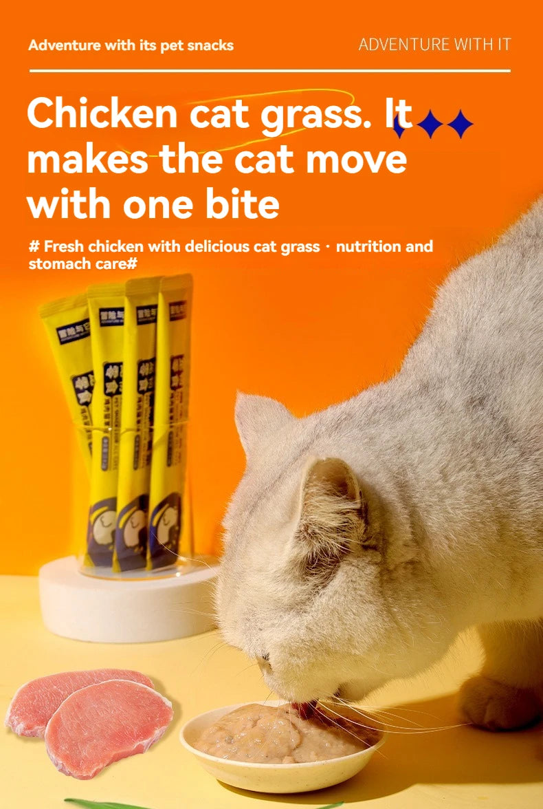 Cat grass cat strips chicken flavor cat snacks 15 grams per adult cat kitten nutrition supplement cat strips cat wet food