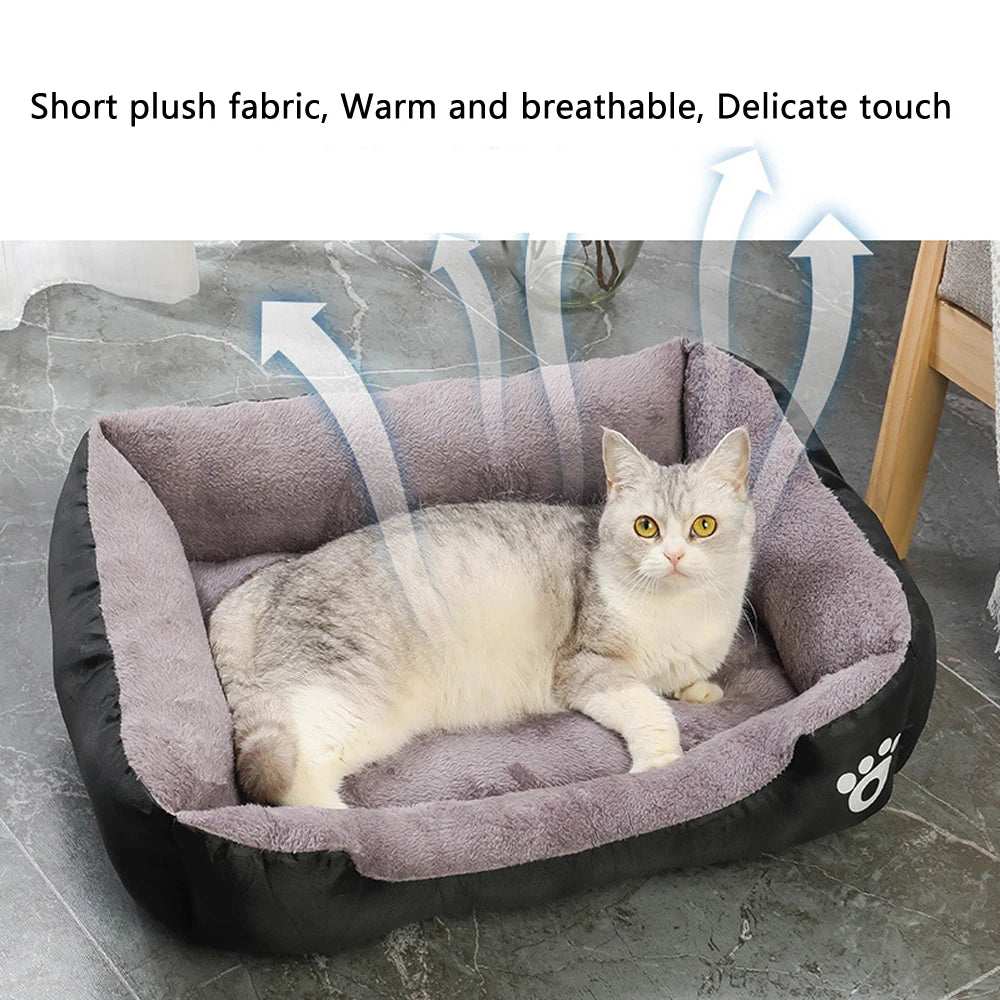 Square Large Dog Bed Soft Cat Sleeping Sofa Winter Warm Basket for Dog Waterproof Dog House for Small Cat Kennel Accessories