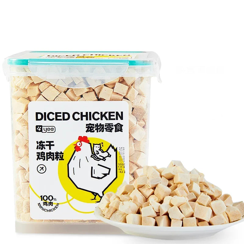 Freeze-Dried Chicken Treats 500g Bucket High-Protein Cat Dog Food Snack 0 Additives Natural Pet Rewards Factory Direct Wholesale