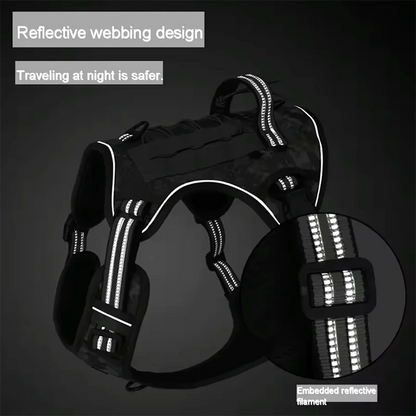 Reflective Dog Harness Tactical Training No Pull Medium Large Dog Vest Adjustable Safety Lead Military Running Pet Harnesses