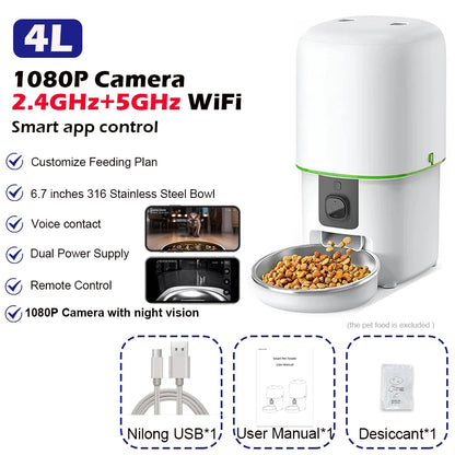 Automatic Cat Feeder Camera Furpipi Pet Smart Cat Food Kibble Dispenser Tuya Control WiFi Auto Feeder For Cats Dog Accessories