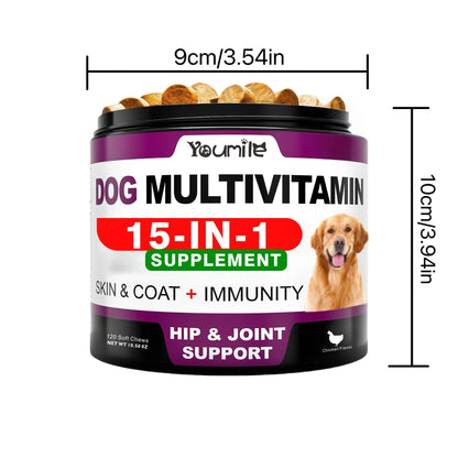 【15in1】Multivitamin for dogs  - Improve hair loss, digestion and immune support - Dog paw yeast treatment