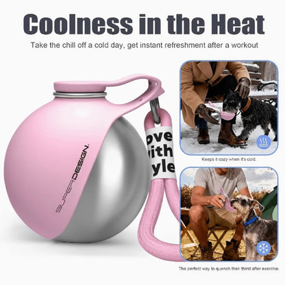 Pet cat and dog water cup cat dog stainless steel kettle outdoor reflowable folding large capacity portable drinking fountain