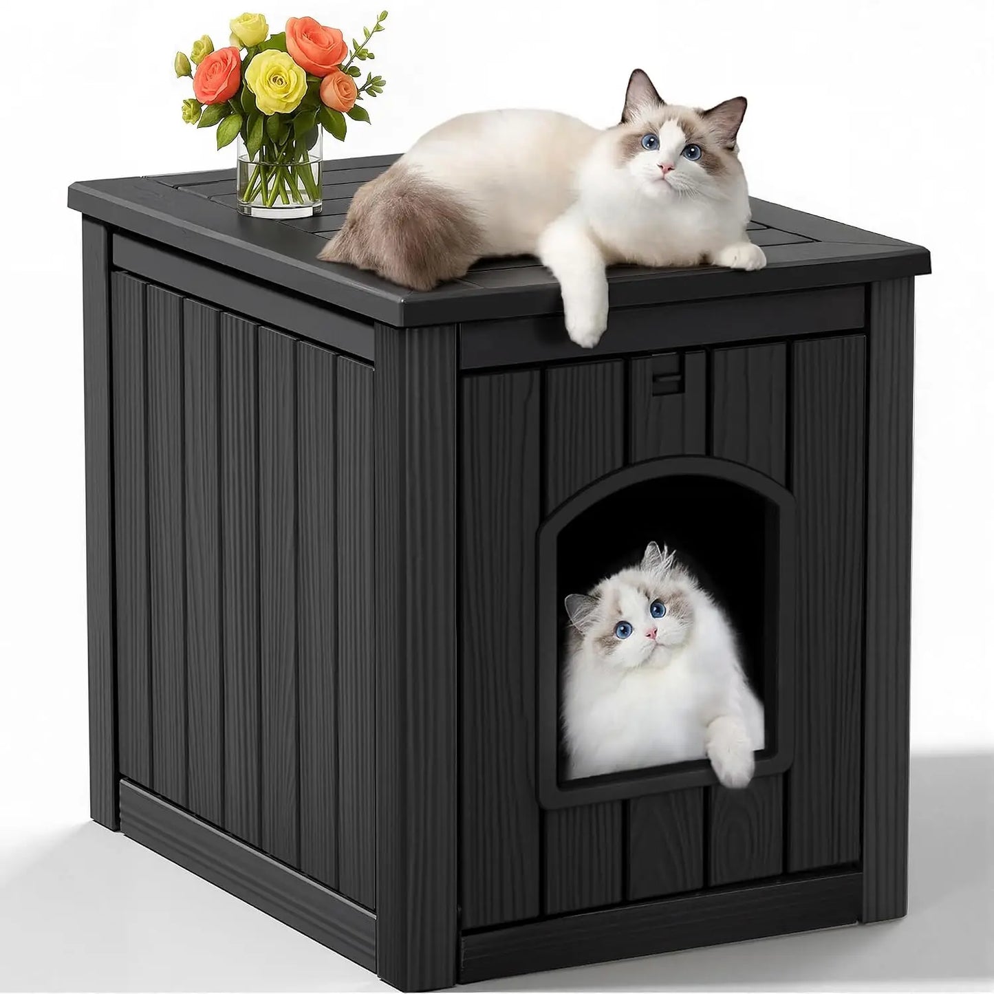 Cat Litter Box Enclosure, Multi-Functional Hidden Cat Litter Box Furniture & Cat Box Enclosure Cabinet with Side Table, Custom