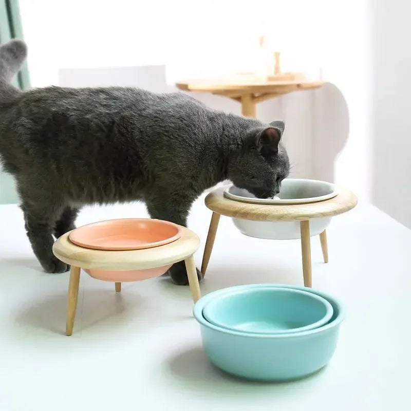 Cat Supplies Food Water Bowl Pet High Foot Feeding Dish Cats Dogs Ceramics Feeder Elevated Cat Ceramic Bowls Height Adjustable
