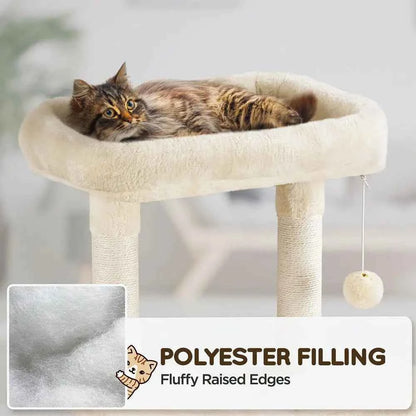 Cat Tree, 63 Inches MultiLevel Indoor Cat Play Structure with Scratching Posts, Hammock, and Dangling Ball