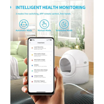 Self Cleaning Cat Litter Box Large Automatic Cat Litter Box with APP Control Odor Removal Safety Protection, for Multiple Cats