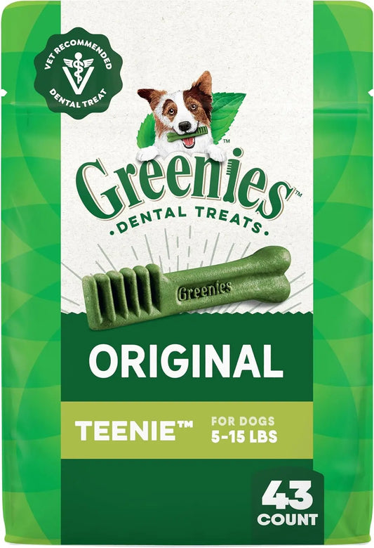 Veterinarian-Recommended Natural Dental Dog Treats Teenie Size, Original Flavor, 12 oz. Pack, 43 Count