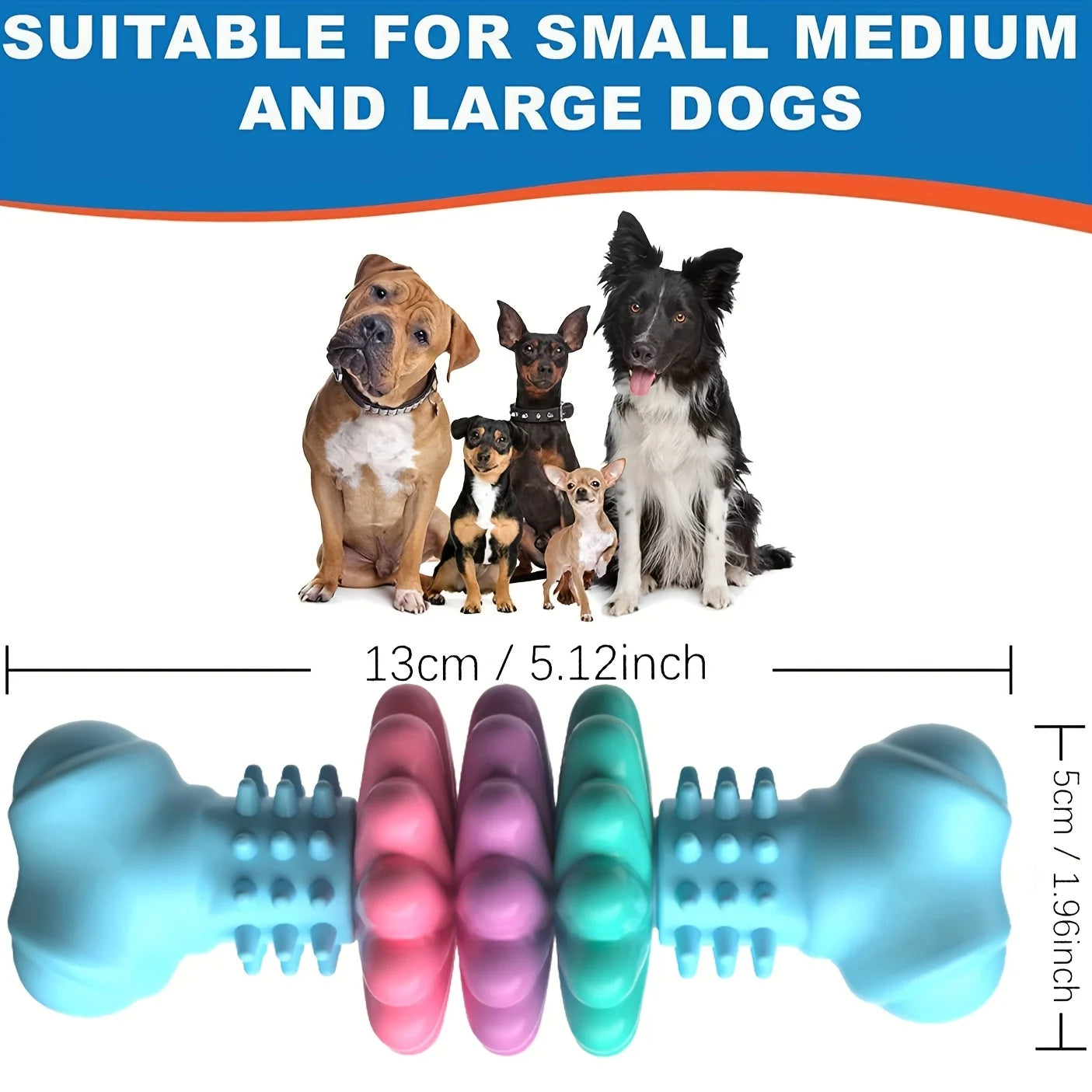 Durable TPR Dog Chew Bone for Aggressive Chewers Teeth Cleaning Toy for Small Medium Dogs Boredom Relief Training Toy Chew Extra