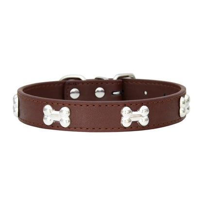 New Bone Leather Durable Pet Dog Collars Puppy Pug Collars for Small Large Dog Puppy Neck Collar GXQ13