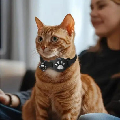  Cat GPS Collar with Bells Cats Collar for Tracker Kitten Collar 7.09-9.84 inch Safety Buckle Cats Collar with Airtag Holder