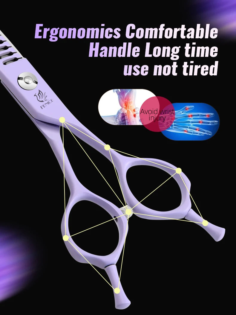 Fenice Dog Beauty Scissors Colorful 6.5/7/7.5 inch JP440C Professional Dog Grooming Scissors Curved Thinner Chunker Shears Tools