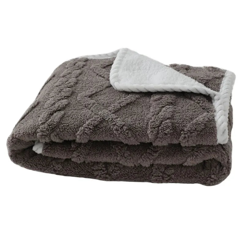 Solid Color Pet Blanket Cozy Pet Plush Blanket Thick Waterproof Bed Throw for Winter Machine Washable Sleeping Quilt for Dogs