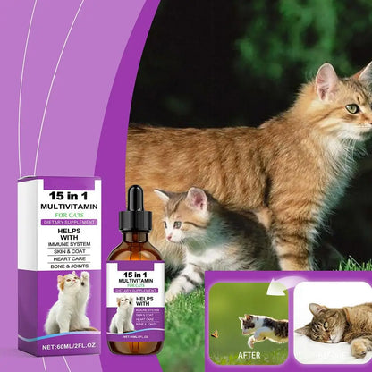 Cat Supplement All-in-1 Multi Liquid Body Care Drops Daily Supplement 60ml Body Care Drops For Supports Joint Care Skin & Coat