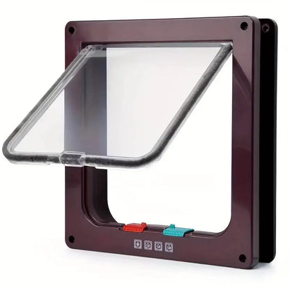 Pet Door 4 Way Locking Security Lock ABS Dog Cat Weatherproof Flap Door Controllable Switch Direction Doors Small Pet Supplies
