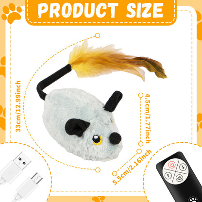 Cat Mouse Interactive Plush Toys LED Glow Electric Telecontrol Auto Rechargeable Pet Moving Mice Toy Realistic Kitten