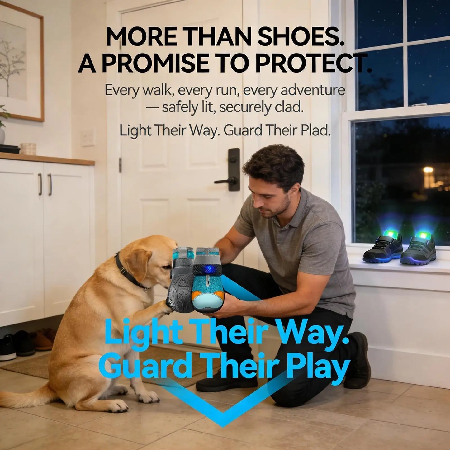 Pet Shoes Anti-Slip Adjustable Pet Boot Glowing Cat Shoes Shiny Boots For Puppy Kitten Summer Outdoor Night Walks Training