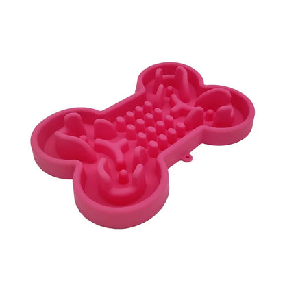 Pet Slow Food Bowl Silicone Bone Shaped Anti-Skid Dog Bowl Cats Feeding Bowls Leakproof Food Feeder Training Dog Slow Food Pet