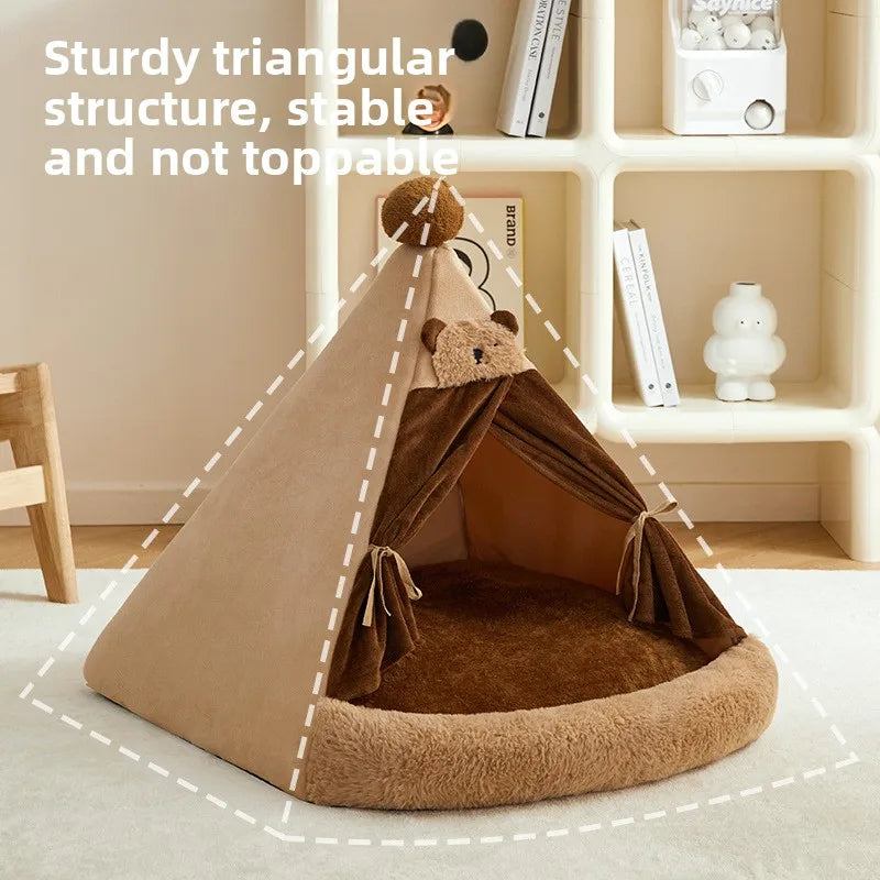 All Season Semi Enclosed Cat Dog Pet House Warm Winter Tent Shelter Wholesale Cat House Cat Accessories Cat's Nest Keeps Warm