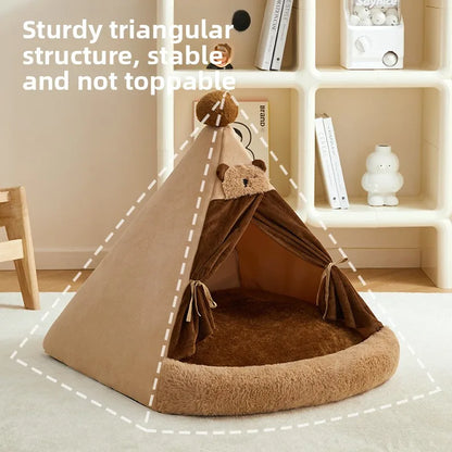 All Season Semi Enclosed Cat Dog Pet House Warm Winter Tent Shelter Wholesale Cat House Cat Accessories Cat's Nest Keeps Warm