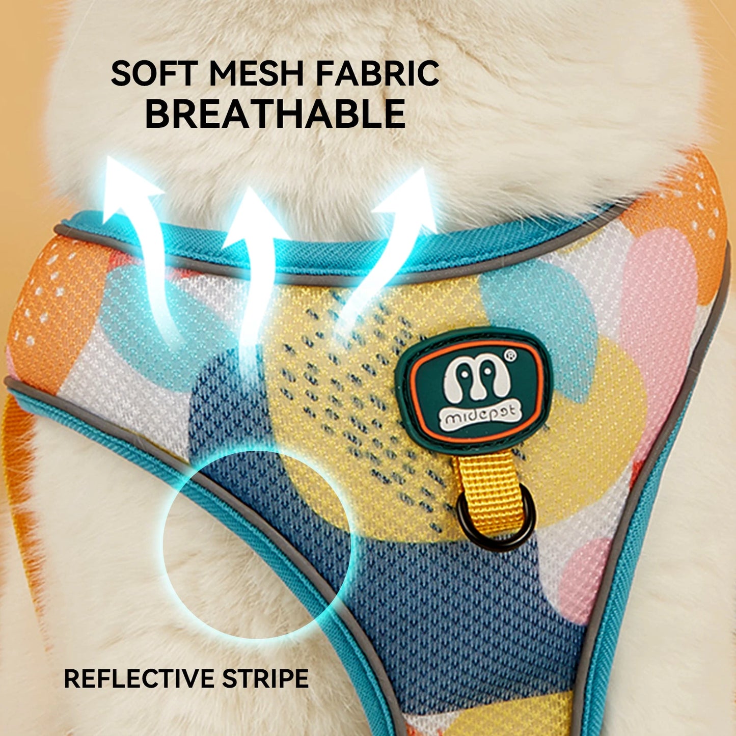 New Arrives Adjustable Soft Mesh With Fashionable Design Pet Harness And Leash Set