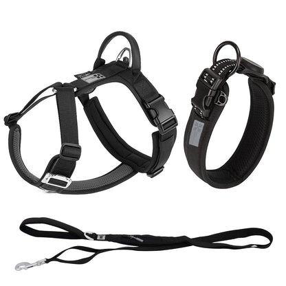 SMALL COMBINATION Large Dog Collar Harness and Leash Sets No pull Reflective Medium dog chest vest Pet German Shepherd Training