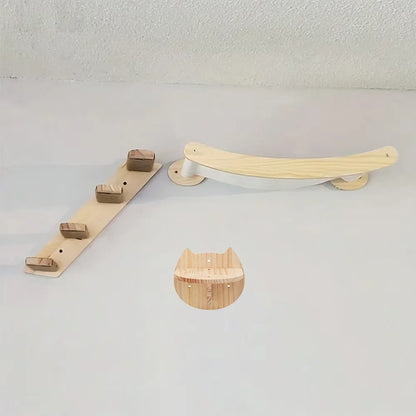 Cat Hammock and Stairway with Sisal Rope Wall Mounted Climbing Shelf Scratching Grinding Claws Toy for Kitten Cats Furniture