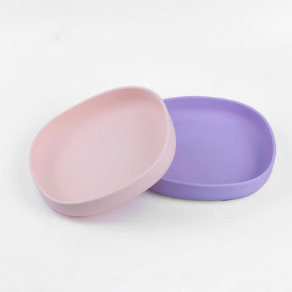 2PCS Whisker-Friendly Silicone Cat Plates, Wide Shallow Pet Bowls, Non-Spill Feeding Dish for Dry Wet Food