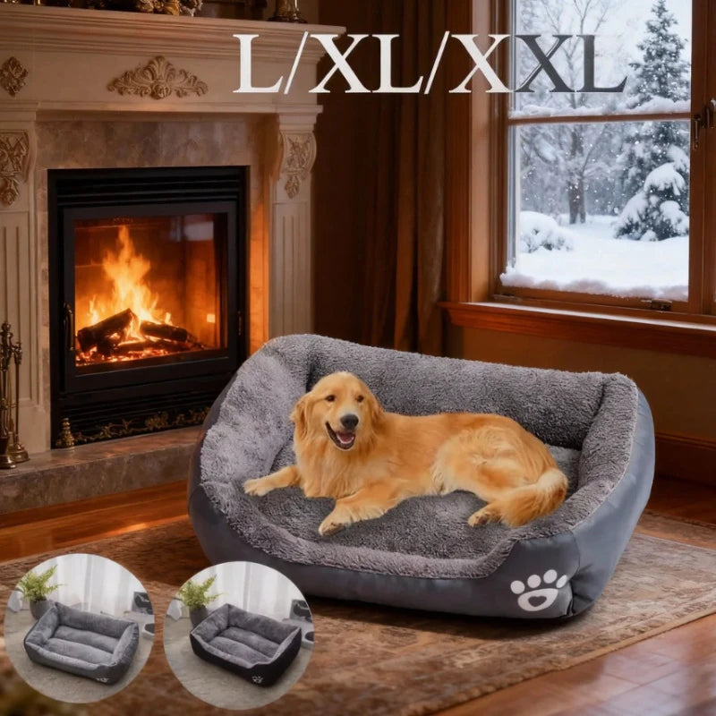 Large Winter Dog Bed Square Plush Cat Nest Kennel All Season Washable Dog Sofa Waterproof Mattress Cat Bed for Medium Dogs