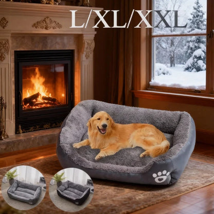 Large Winter Dog Bed Square Plush Cat Nest Kennel All Season Washable Dog Sofa Waterproof Mattress Cat Bed for Medium Dogs